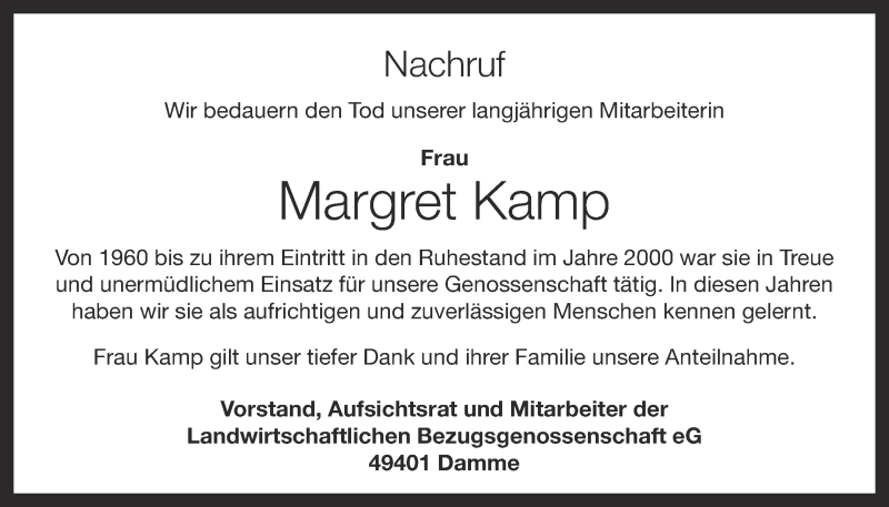 Traueranzeigen Von Margret Kamp Om Trauer De