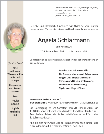 Traueranzeigen Von Angela Schlarmann Om Trauer De