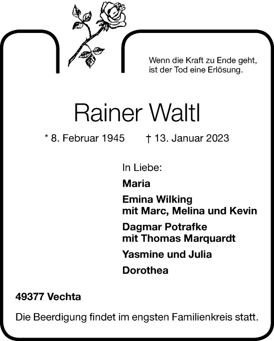 Traueranzeigen Von Rainer Waltl Om Trauer De