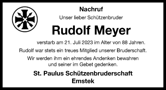 Traueranzeigen Von Rudolf Meyer Om Trauer De