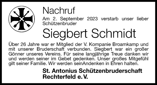 Traueranzeigen Von Siegbert Schmidt Om Trauer De