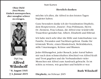 Anzeige von Alfred Wilmhoff von OM-Medien