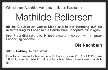 Anzeige von Mathilde Bellersen von OM-Medien