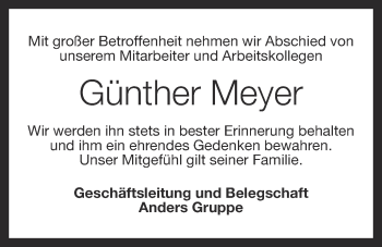 Anzeige von Günther Meyer von OM-Medien