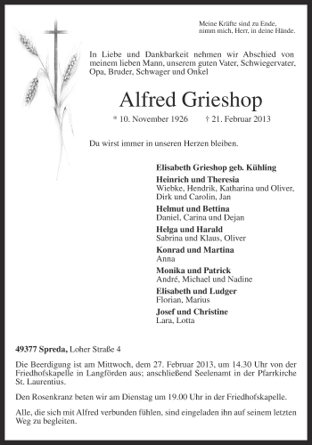 Anzeige von Alfred Grieshop von OM-Medien