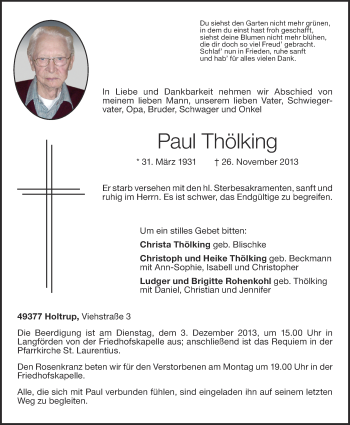 Anzeige von Paul Thölking von OM-Medien