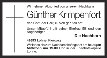 Anzeige von Günther Krimpenfort von OM-Medien