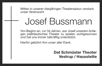 Anzeige von Josef Bussmann von OM-Medien