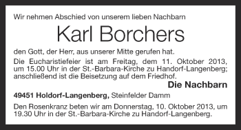 Anzeige von Karl Borchers von OM-Medien