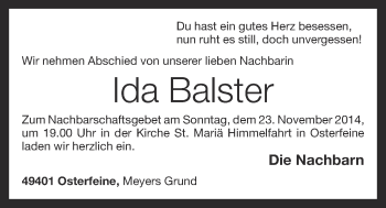 Anzeige von Ida Balster von OM-Medien