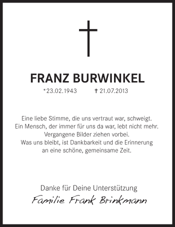 Anzeige von Franz Burwinkel von OM-Medien