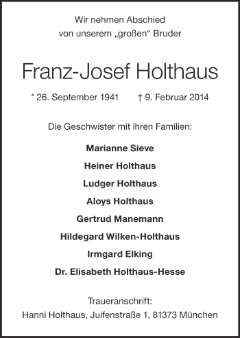 Anzeige von Franz-Josef Holthaus von OM-Medien