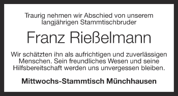 Anzeige von Franz Rießelmann von OM-Medien