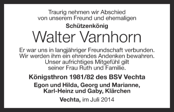 Anzeige von Walter Varnhorn von OM-Medien