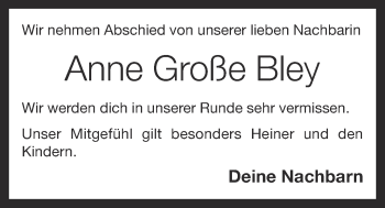 Anzeige von Anne Große Bley  von OM-Medien