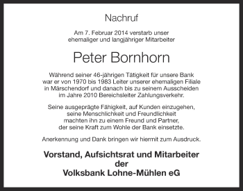 Anzeige von Peter Bornhorn von OM-Medien