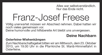 Anzeige von Franz-Josef Freese von OM-Medien