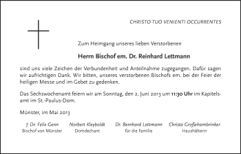 Anzeige von Reinhard Lettmann von OM-Medien