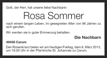 Anzeige von Rosa Sommer von OM-Medien