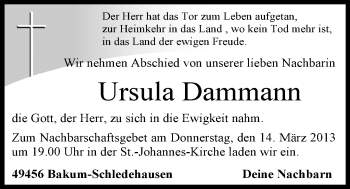 Anzeige von Ursula Dammann von OM-Medien