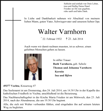 Anzeige von Walter Varnhorn von OM-Medien