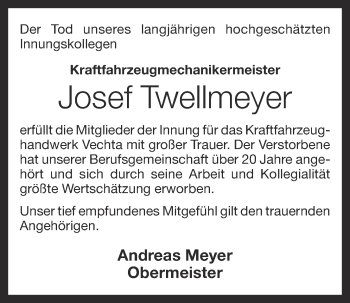 Anzeige von Josef Twellmeyer von OM-Medien