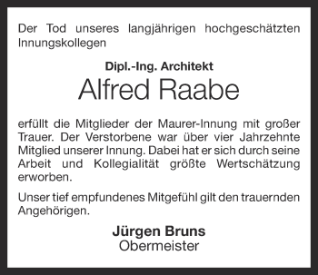 Anzeige von Alfred Raabe von OM-Medien