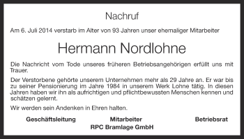 Anzeige von Hermann Nordlohne von OM-Medien