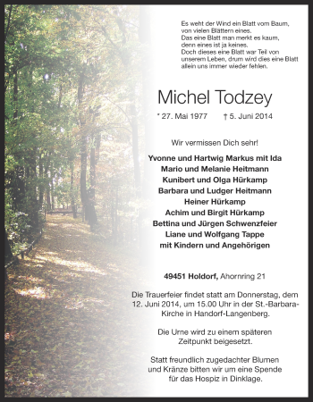 Anzeige von Michael Todzey von OM-Medien