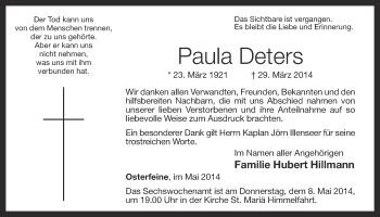 Anzeige von Paula Deters von OM-Medien