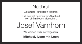 Anzeige von Josef Varnhorn von OM-Medien