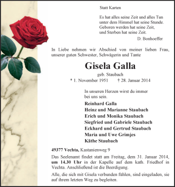 Anzeige von Gisela Galla von OM-Medien