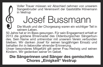 Anzeige von Josef Bussmann von OM-Medien