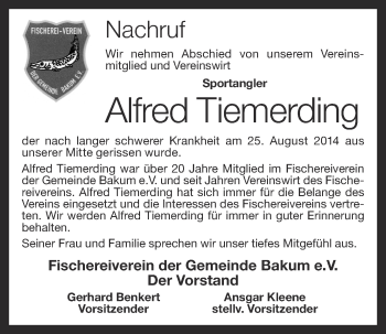 Anzeige von Alfred Tiemerding von OM-Medien