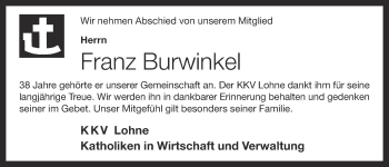 Anzeige von Franz Burwinkel von OM-Medien