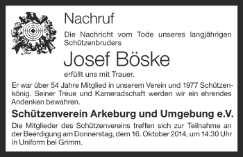 Anzeige von Josef Böske von OM-Medien