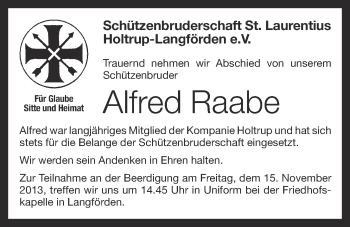 Anzeige von Alfred Raabe von OM-Medien