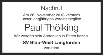 Anzeige von Paul Thölking von OM-Medien