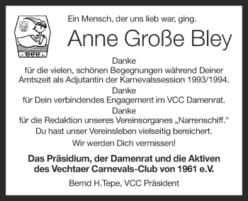 Anzeige von Anne Große Bley  von OM-Medien