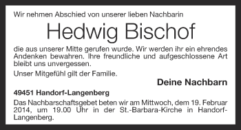 Anzeige von Hedwig Bischof von OM-Medien