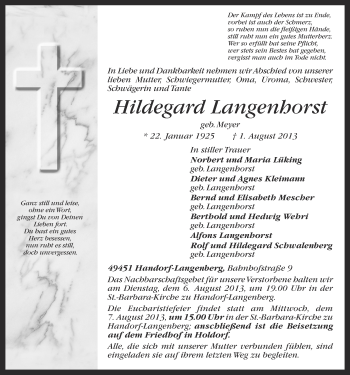 Anzeige von Hildegard Langenhorst von OM-Medien