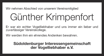 Anzeige von Günther Krimpenfort von OM-Medien