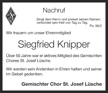 Anzeige von Siegfried Knipper von OM-Medien