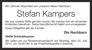 Anzeige von Stefan Kampers von OM-Medien