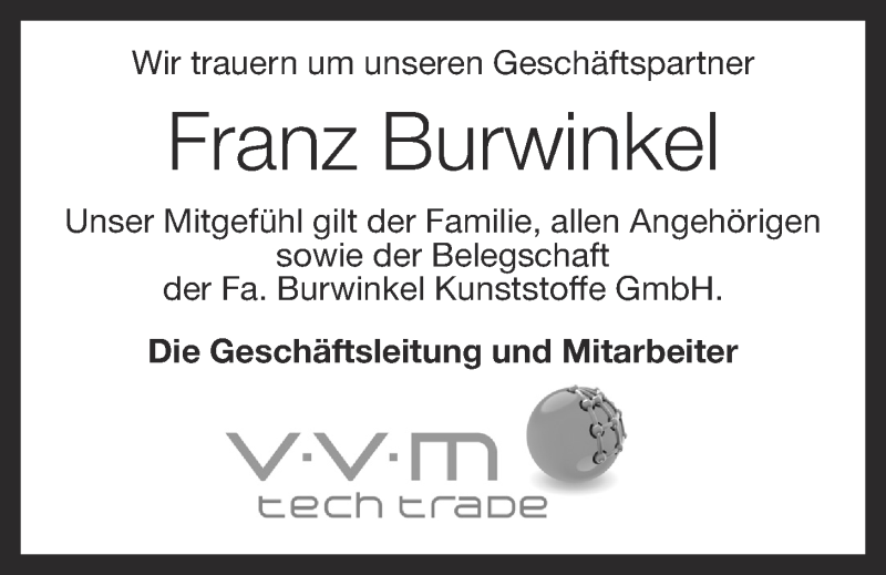  Traueranzeige für Franz Burwinkel vom 24.07.2013 aus OM-Medien