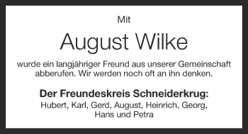 Anzeige von August Wilke von OM-Medien