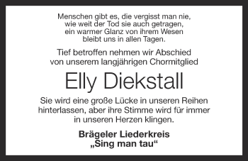 Anzeige von Elly Diekstall von OM-Medien