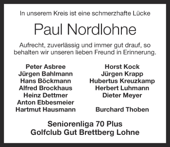 Anzeige von Paul Nordlohne von OM-Medien