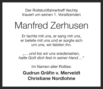 Anzeige von Manfred Zerhusen von OM-Medien