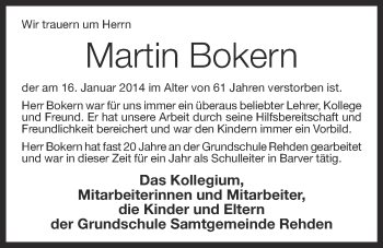 Anzeige von Martin Bokern von OM-Medien